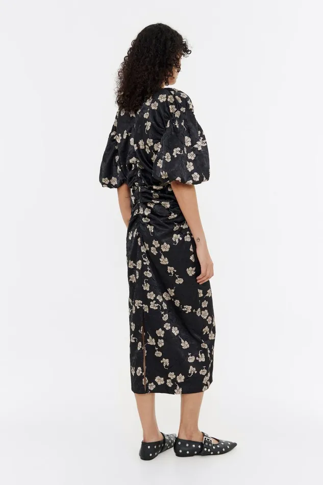 Black Carnation Ruched Midi Dress Carnation Women Bimba Y Lola Dresses And Jumpsuits