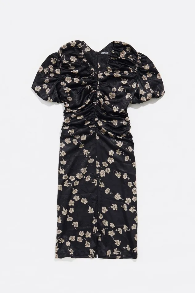 Black Carnation Ruched Midi Dress Carnation Women Bimba Y Lola Dresses And Jumpsuits