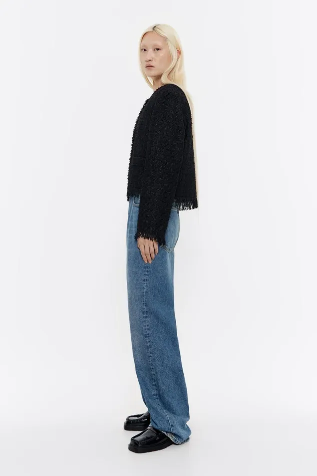 Black Cropped Frayed Jacket Black Women Bimba Y Lola Jackets And Blazers Black Cropped Frayed Jacket Black Women Bimba Y Lola Jackets And Blazers
