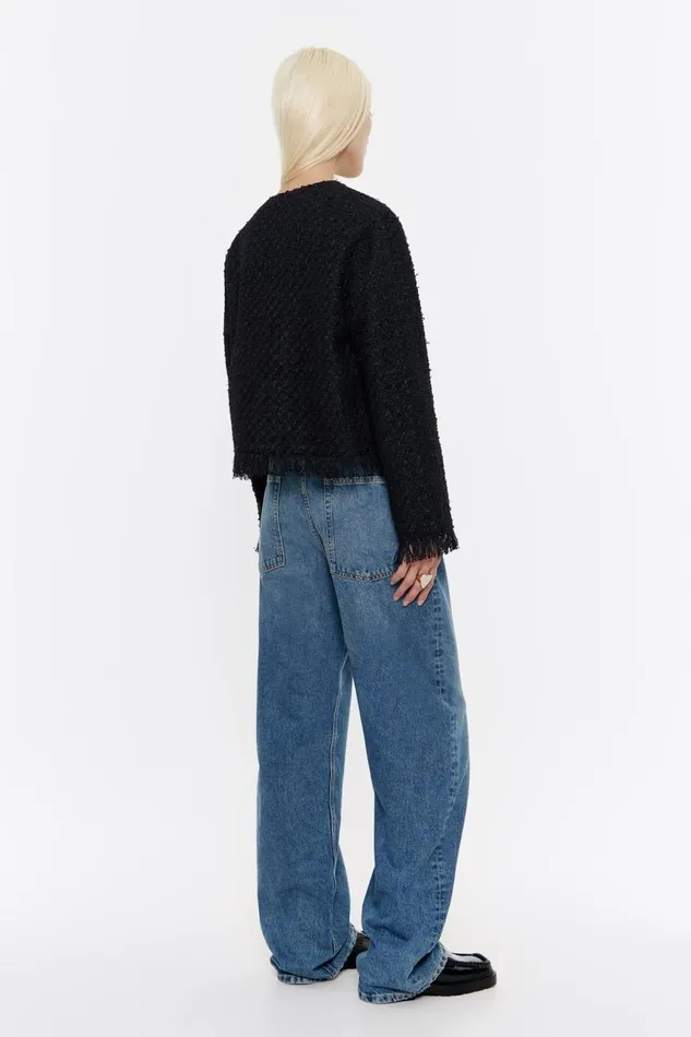 Black Cropped Frayed Jacket Black Women Bimba Y Lola Jackets And Blazers Black Cropped Frayed Jacket Black Women Bimba Y Lola Jackets And Blazers