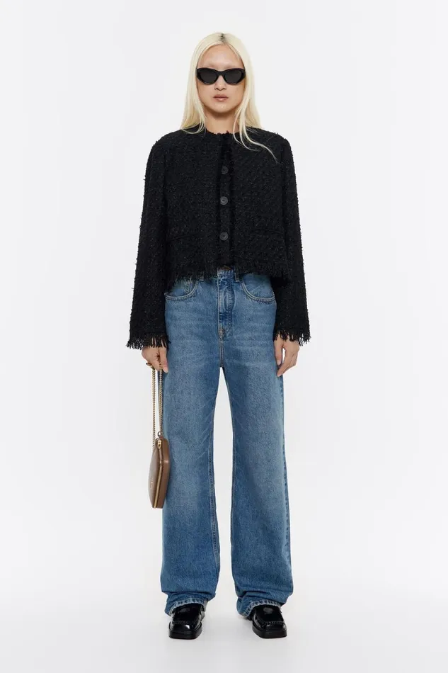 Black Cropped Frayed Jacket Black Women Bimba Y Lola Jackets And Blazers Black Cropped Frayed Jacket Black Women Bimba Y Lola Jackets And Blazers