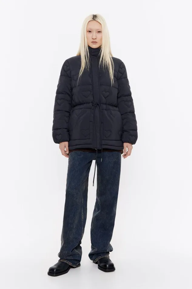 Black Heart Stitching Down Jacket Black Women Bimba Y Lola Puffer Jackets