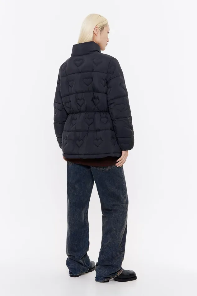 Black Heart Stitching Down Jacket Black Women Bimba Y Lola Puffer Jackets Black Heart Stitching Down Jacket Black Women Bimba Y Lola Puffer Jackets