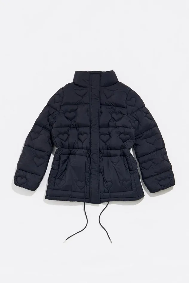 Black Heart Stitching Down Jacket Black Women Bimba Y Lola Puffer Jackets Black Heart Stitching Down Jacket Black Women Bimba Y Lola Puffer Jackets