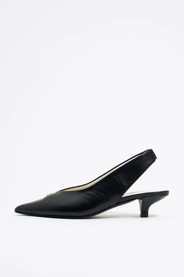 Black Leather LB Slingback Court Shoe Black Women Bimba Y Lola Court Shoes