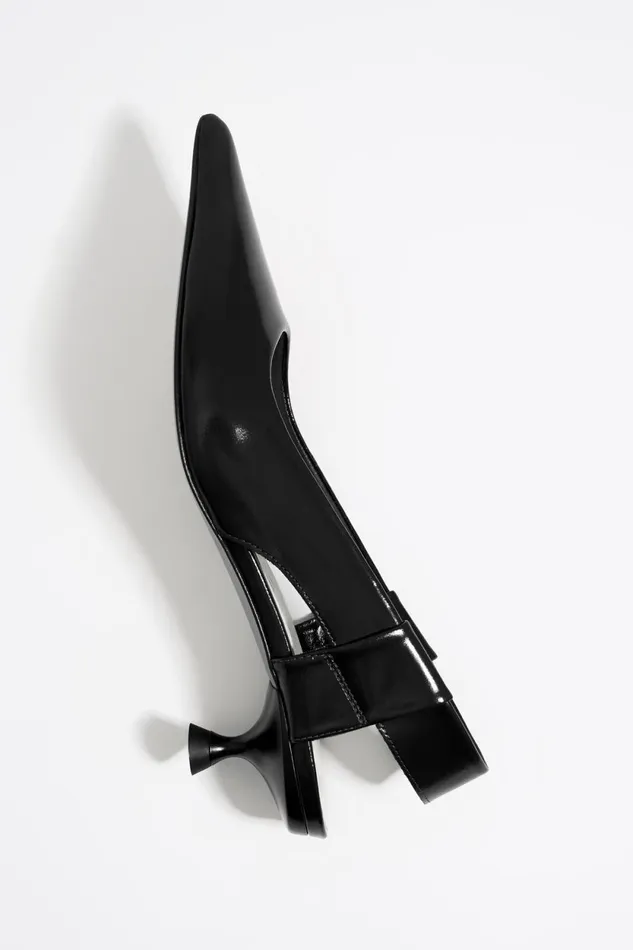 Black Leather Slingback Court Shoe Black Women Bimba Y Lola Court Shoes