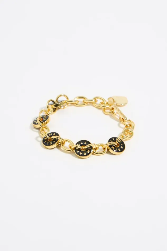 Black Logos Gold Chain Bracelet Black Women Bimba Y Lola Jewelry