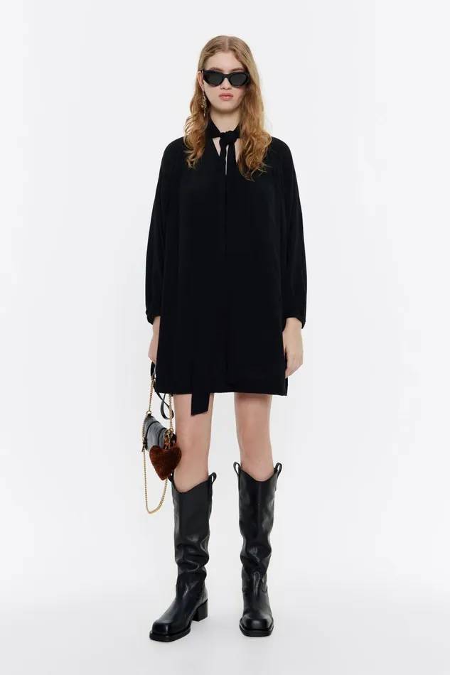Black Maxi Bow Mini Dress Black Women Bimba Y Lola Dresses And Jumpsuits Black Maxi Bow Mini Dress Black Women Bimba Y Lola Dresses And Jumpsuits
