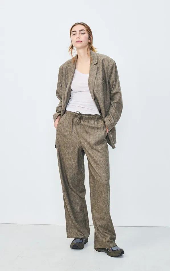 Blazer Dirow Taupe Stripes Women American Vintage Jackets and Blazers Blazer Dirow Taupe Stripes Women American Vintage Jackets and Blazers