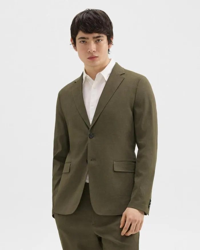 Blazers Jackets Men Theory Clinton Blazer In Good Linen Dark Olive