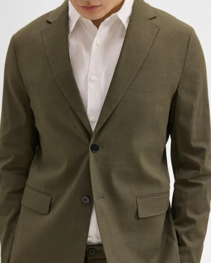 Blazers Jackets Men Theory Clinton Blazer In Good Linen Dark Olive