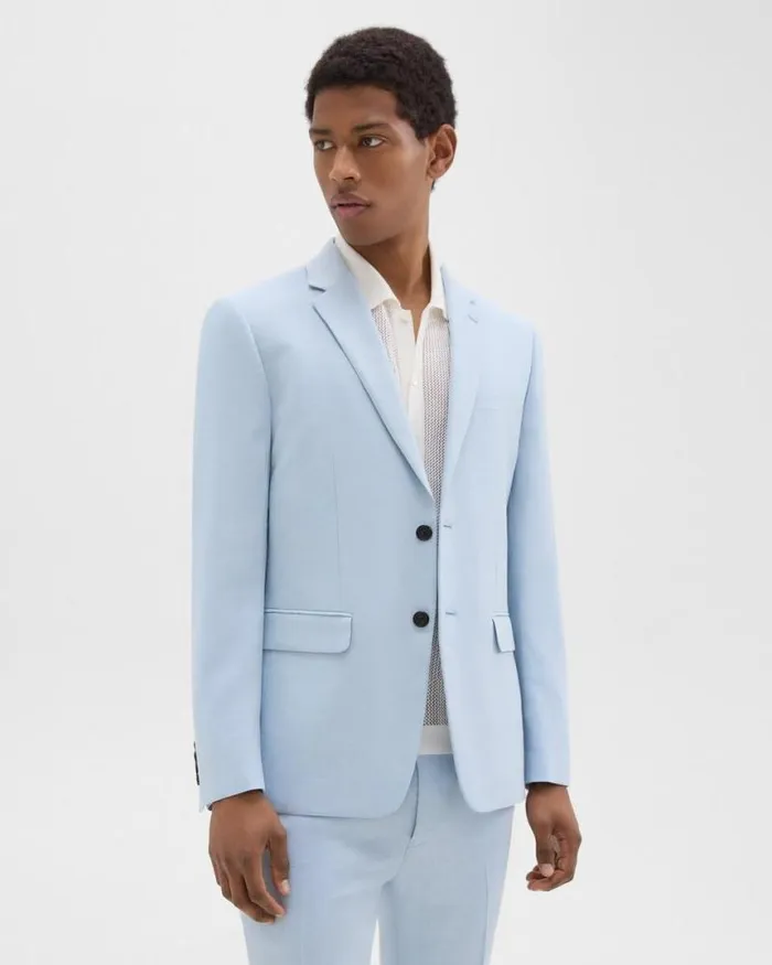 Blazers Jackets Men Theory Morton Slim Blazer In LinenViscose Skylight