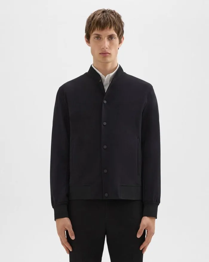 Blazers Jackets Men Theory Murphy Bomber Jacket In Precision Ponte Black