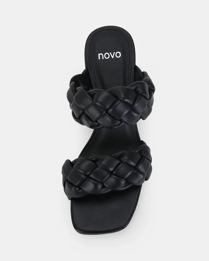 Block Heels Women UGANDAN BLACK Heeled Sandals NOVO Shoes