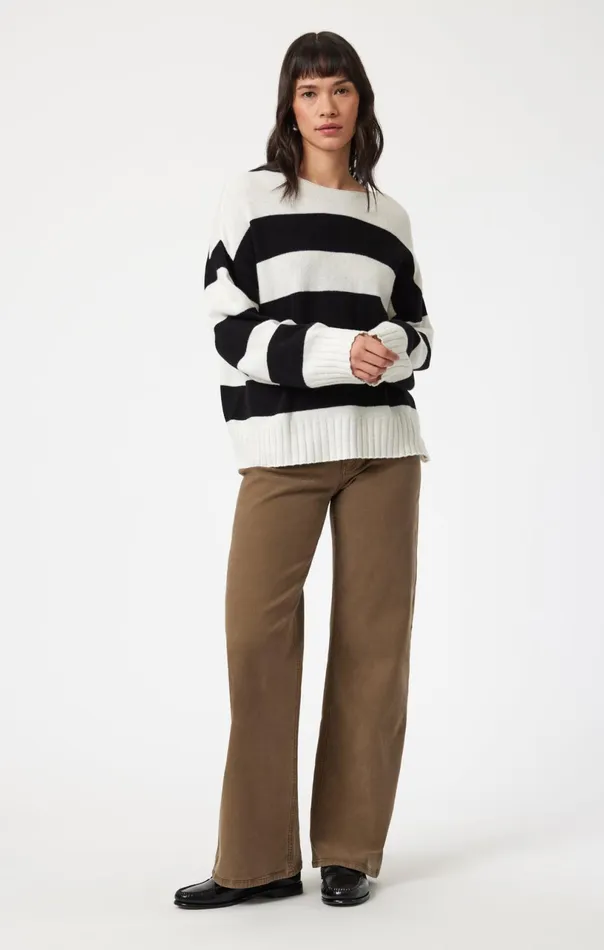 Boat Neck Sweater In Black Stripe Women Mavi Jeans Sweaters Boat Neck Sweater In Black Stripe Women Mavi Jeans Sweaters