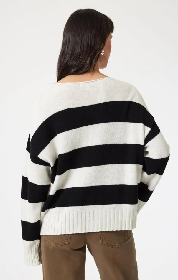 Boat Neck Sweater In Black Stripe Women Mavi Jeans Sweaters Boat Neck Sweater In Black Stripe Women Mavi Jeans Sweaters