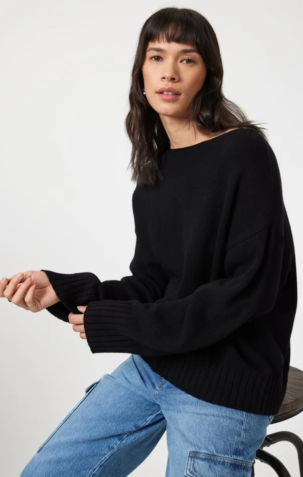 Boat Neck Sweater In Black Women Mavi Jeans Sweaters Boat Neck Sweater In Black Women Mavi Jeans Sweaters