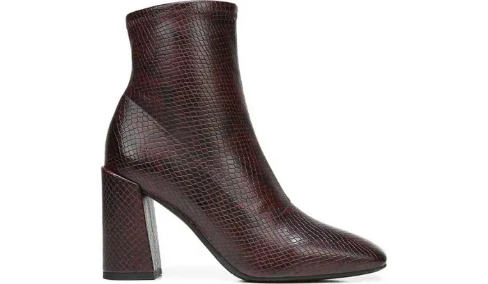 Booties Women Franco Sarto Franco Harmond Block Heel Bootie Bordeaux Faux Snake Leather