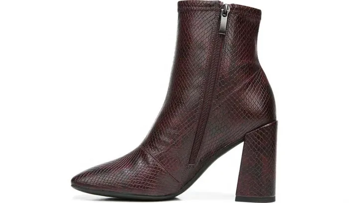 Booties Women Franco Sarto Franco Harmond Block Heel Bootie Bordeaux Faux Snake Leather