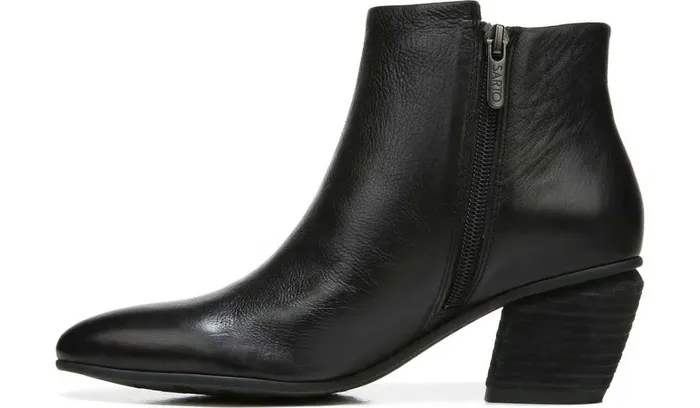 Boots Women Franco Sarto Sarto Kinga Block Heel Bootie Black Leather