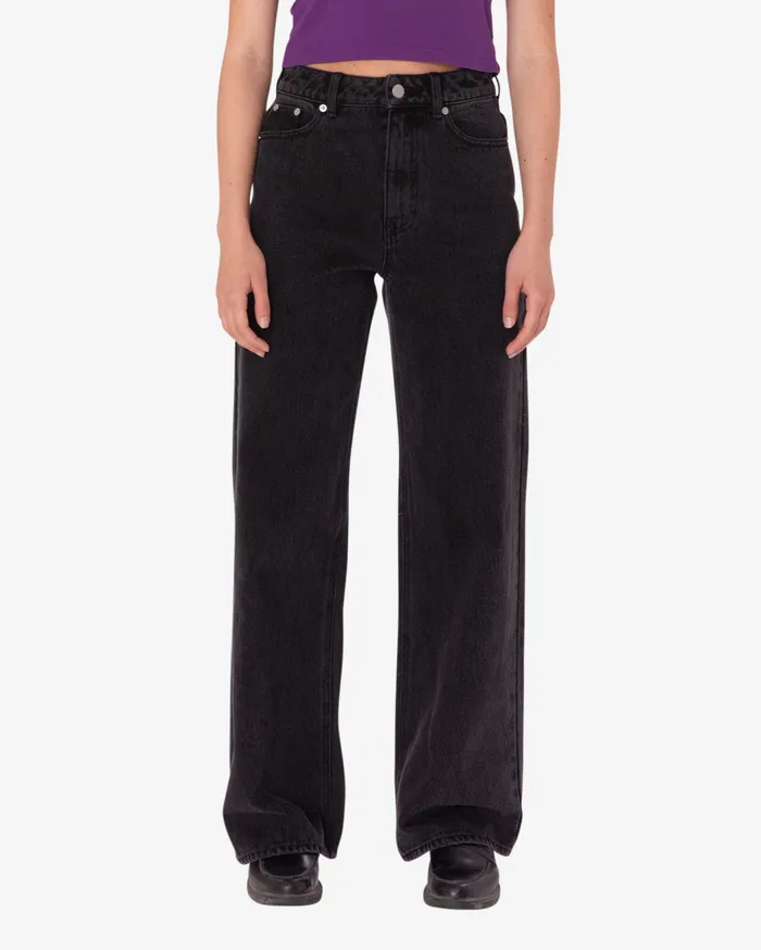 BOTTOMS Women ERRAND HIGHWAIST 5 POCKET DENIM Faded Black OBEY Clothing