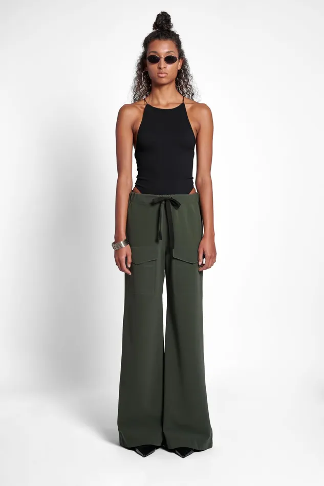 Bottoms Women Stutterheim Jarla Matte Trousers Green