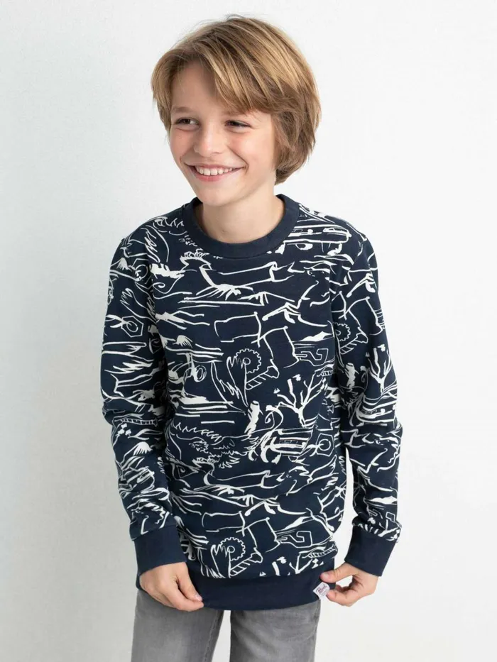 Boys Knits and Sweats Petrol Industries Pullover With AllOver Print Midnight Navy