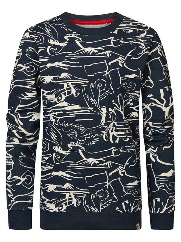 Boys Knits and Sweats Petrol Industries Pullover With AllOver Print Midnight Navy