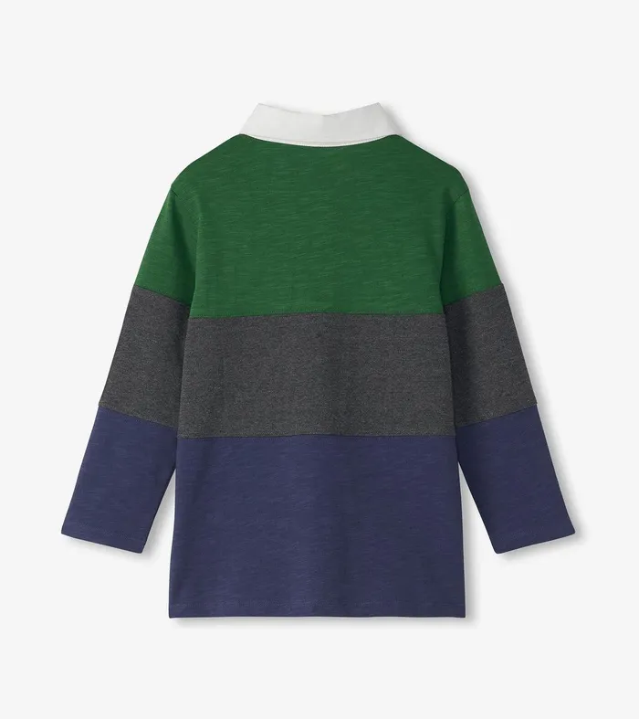 Boys Preppy Panelled Long Sleeve Polo Shirt Hatley