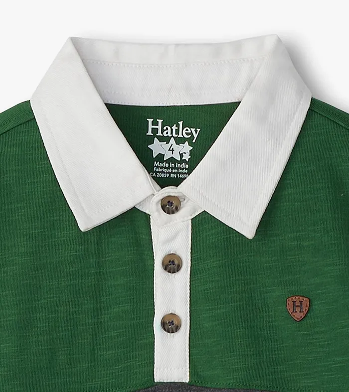 Boys Preppy Panelled Long Sleeve Polo Shirt Hatley