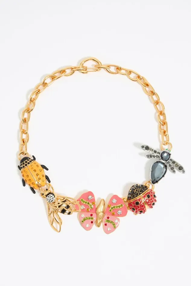 Butterfly Ladybug And Bee Chain Necklace Red Women Bimba Y Lola Jewelry