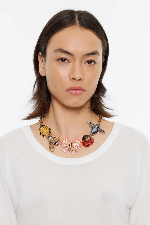 Butterfly Ladybug And Bee Chain Necklace Red Women Bimba Y Lola Jewelry Butterfly Ladybug And Bee Chain Necklace Red Women Bimba Y Lola Jewelry