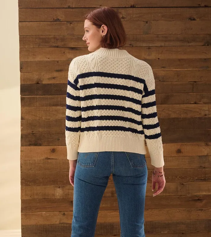 Button Neck Sweater 8211 French Stripe Hatley