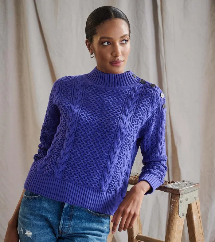 Button Neck Sweater 8211 Ultra Violet Hatley