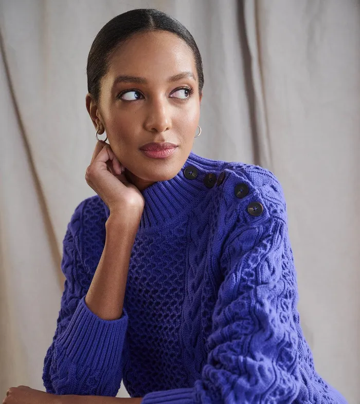 Button Neck Sweater 8211 Ultra Violet Hatley