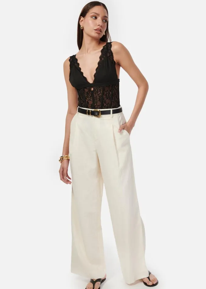CAMI NYC Bottoms Women Cadiz Wide Leg Pant Cream