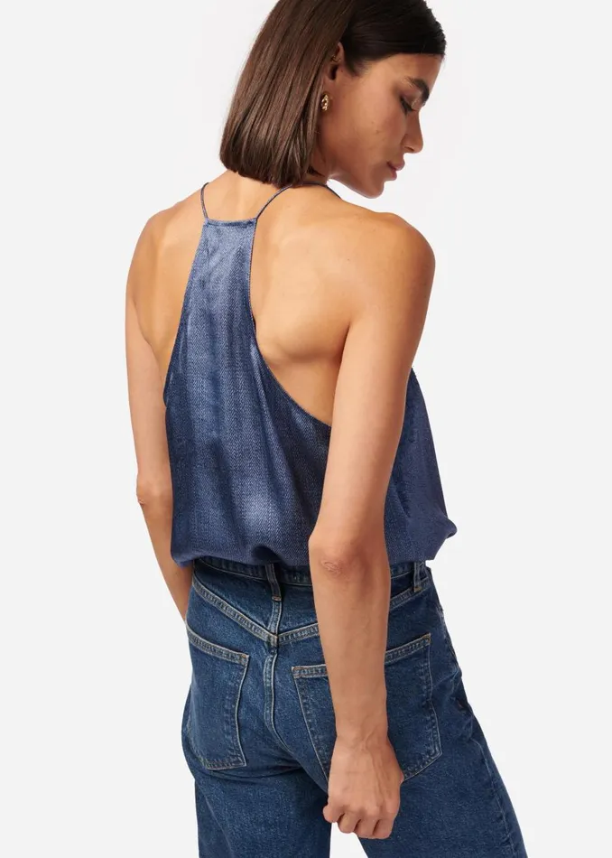 CAMI NYC Camisoles Women Racer Charmeuse Camisole Raw Denim