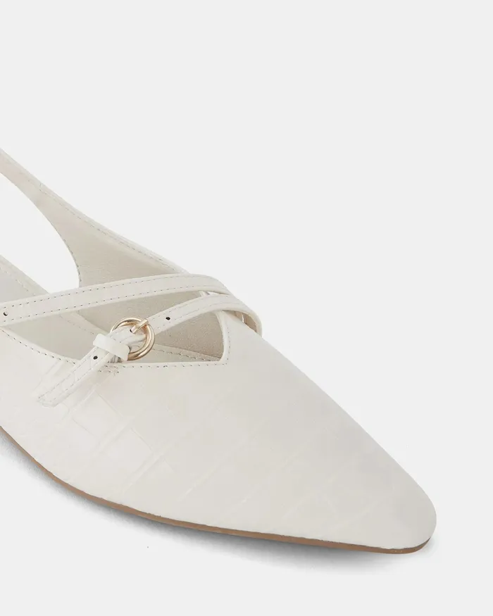 CARMAN CREAM CROC Slip Ons Ballet Flats NOVO Shoes Women