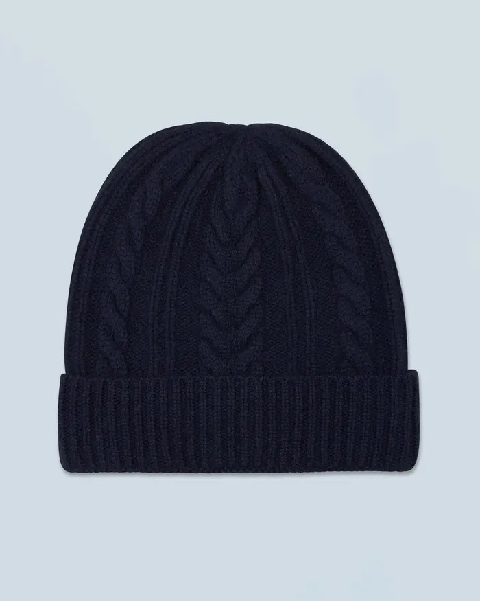 Cashmere Beanies From Future Twisted Cuffed Beanie Navy