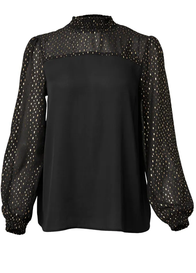 CHIFFON DETAIL TOP Black Women VENUS Night Out Tops