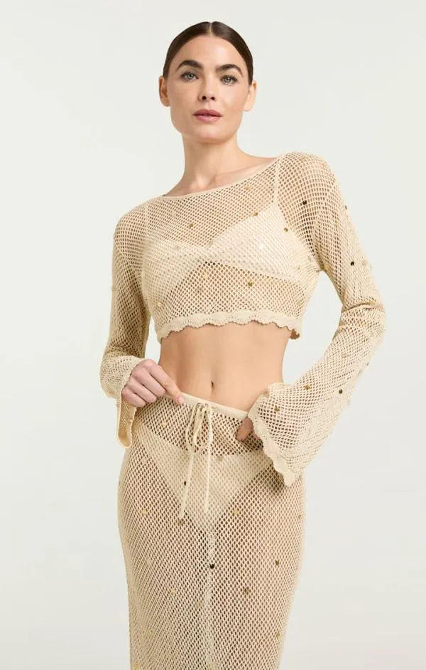 Cinq Sept Haven Top Naturalgold Women Long Sleeve Tops