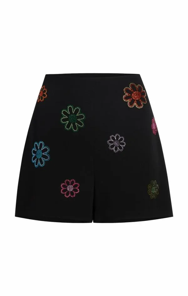 Cinq Sept Heatset Daisies Alissa Short Black Women Shorts