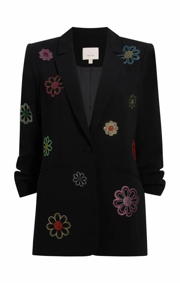 Cinq Sept Heatset Daisies Khloe Blazer Black Women Blazers