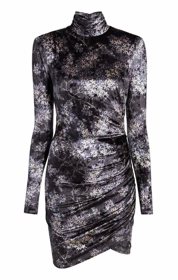 Cinq Sept Lilac Floral Marlene Dress Black Multi Women Mini