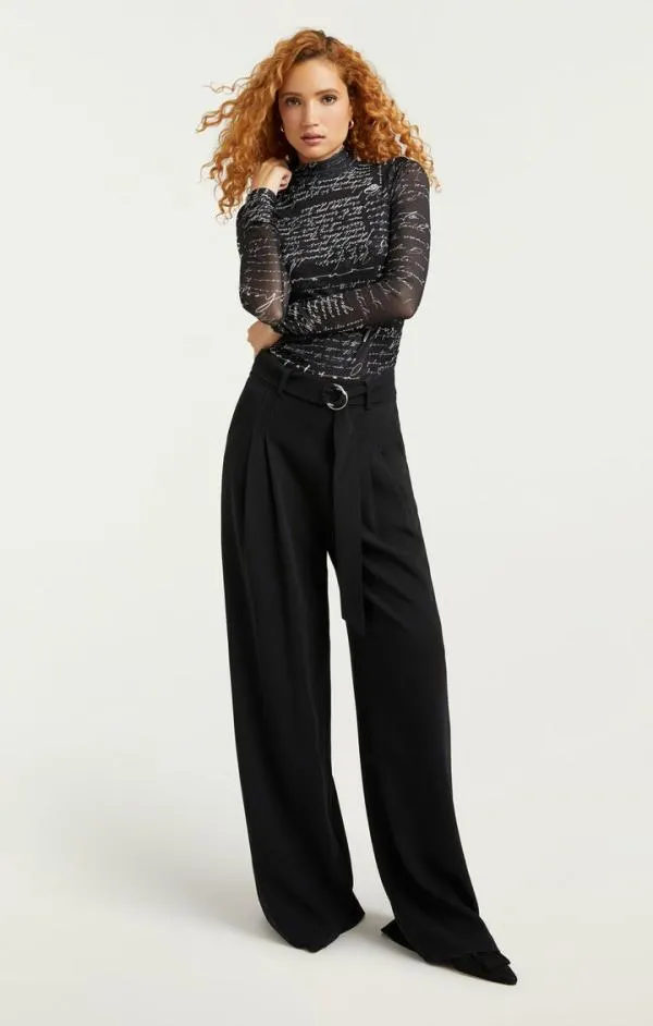 Cinq Sept Mon Amour Shirred Mesh Turtleneck Blackivory Women Long Sleeve Tops