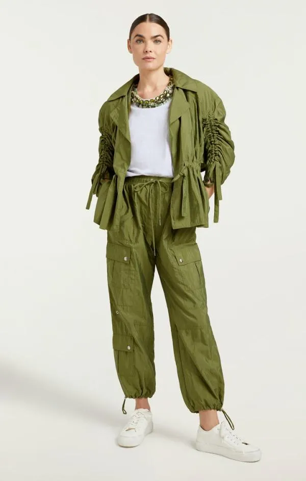 Cinq Sept Nitsan Parachute Pant Olive Green Women Pants