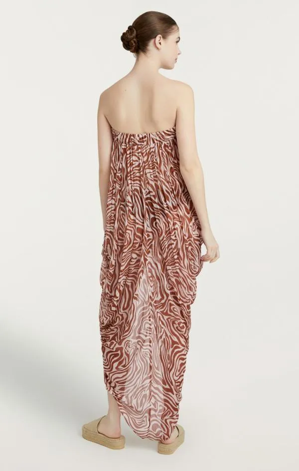 Cinq Sept Woodblock Zebra Libbie Coverup Sequoiaivory Women Midi