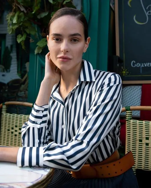 Classic Womenx27s Amalfi Blue White Stripe Silk Shirt Women Lilysilk Essentials