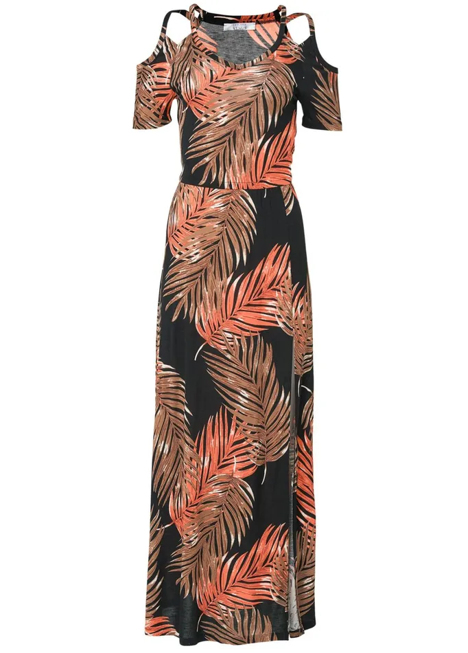 Coldshoulder Maxi Dress Black Multi Women VENUS Sundresses