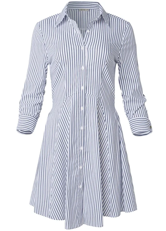 COLLARED SHIRT DRESS Off White and Navy Women VENUS Sundresses